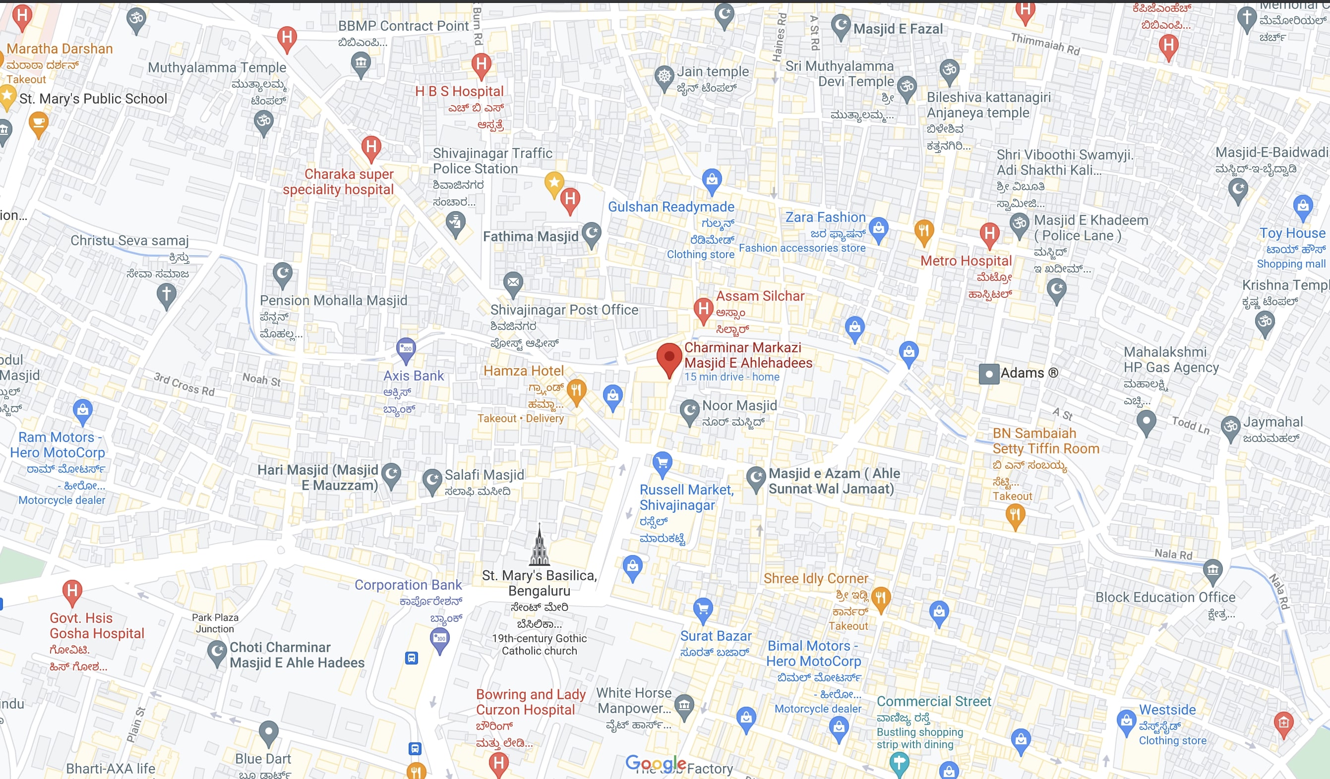 Google Map of Charminar Masjid